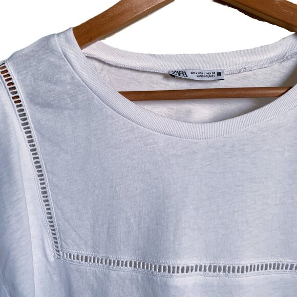 ZARA White Boxy Crop Tee – Size L - Picture 3 of 5